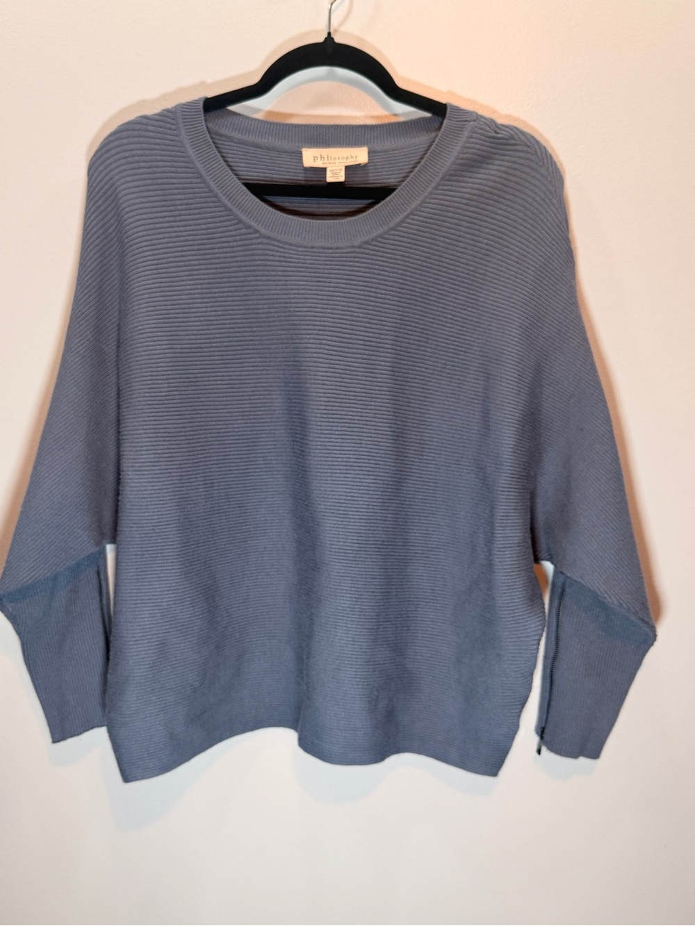 Philosophy Ribbed Crewneck Sweater - Dusty Blue
